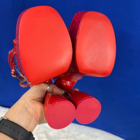 NWOT |•AZALEA WANG•| Red Croc Platform Bubble Heel Shoes Size 8 - Picture 7 of 12